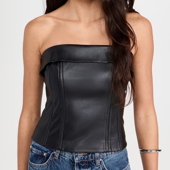 NWT Susana Monaco Faux Leather Corset Tube Top - size S - Picture 1 of 7